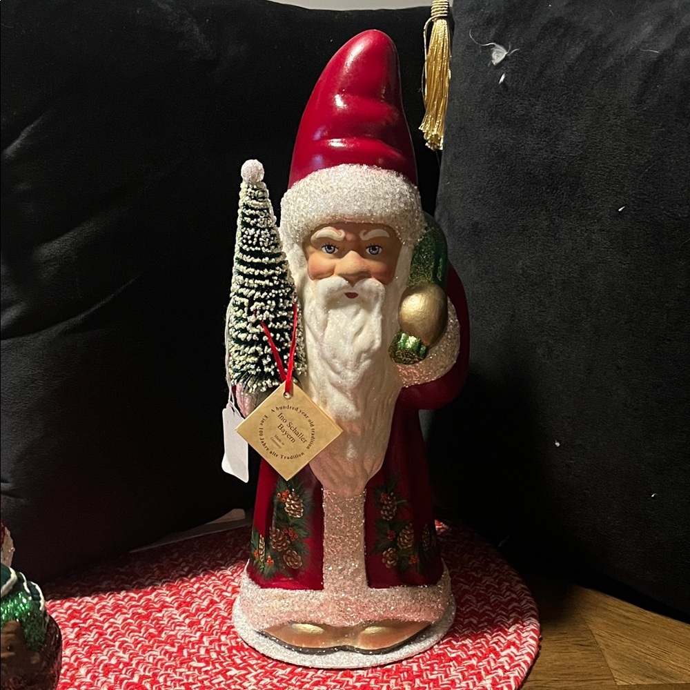 INO SCHALLER Santa 13 in papee mache signed & stamped imported Handmade NWT